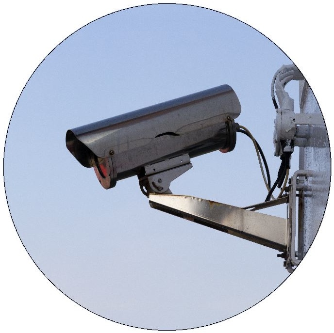 Surveillance Camera Pinback Button and Stickers