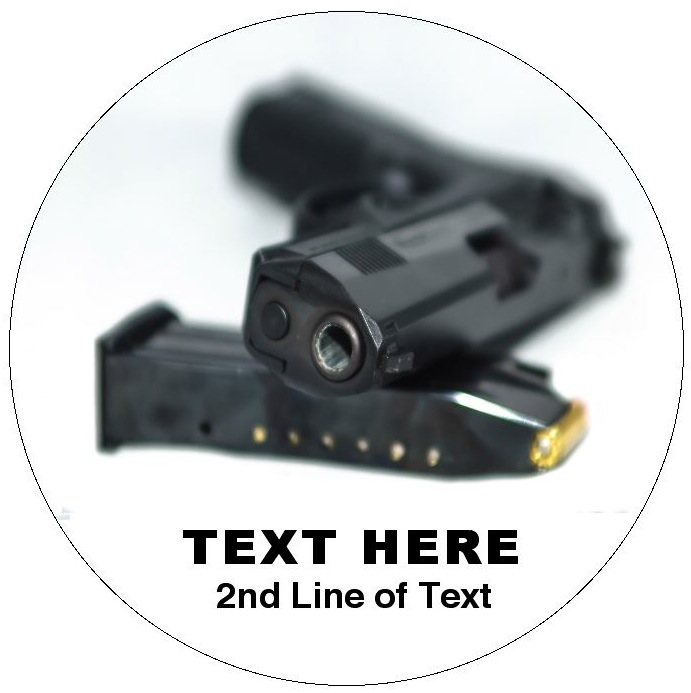 Pistol Pinback Button and Stickers